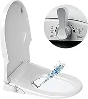 Simplus Non-Electric Bidet Toilet Seat, White Quiet-Close Toilet Seat with Rear Cleaning and Feminine Cleaning, Adjustable Water Pressure & Easy Installation (D-Shape)