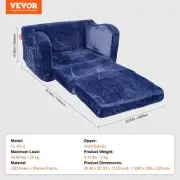 Foldable 2-in-1 Baby Lounger Couch Comfy Sofa for Kids Blue