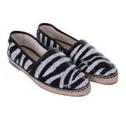 Dolce & Gabbana Canvas Sequin Espadrilles Shoes Tremiti Black White