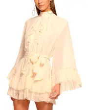 Ramy Brook Claudia Ruffle Tie Waist Mini Dress