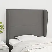 Upholstered Fabric Headboard with Ears, Adjustable Height Dark Grey Bed Headboard for Bedroom, 83 cm Wide