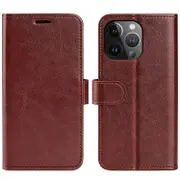For iPhone 15 Pro Case, Premium PU Leather Folio Wallet Cover, Brown