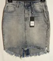 Women's One X Teaspoon Skirt Raw Hem Blue Size 9 NWT RRP $120.00