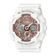 Casio Women's Watch G-Shock Rose Gold Dial Dive White Strap GMAS120MF-7A2