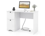 Giantex Modern Study Writing Desk Home Office Desk w/Drawers For Bedroom Study Room White