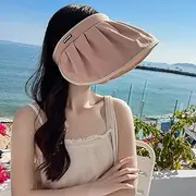 [Ling88] Women Foldable Sun Hat Quick Dry Summer Sunshade Sun Hat Women Uv Protection Shell Empty Top Hat Women Large Brim Summer Beach Cap Hiking Gardening Hat Adjustable,Pink