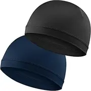 [COMNICO] 2 Pcs Men Skull Caps Beanie Multifunctional Sleep Hats Breathable Headwear Sweat Absorbent Liner Cap for Men Women