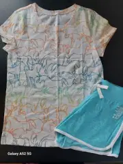 NWT Justice Girls All over unicorn Top/Active Shorts Size 10 (100)