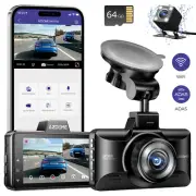 AZDOME 3" 3K WiFi ADAS Dashcam 2K+1080P Front Rear Car DVR Parking Mode G-Sensor