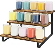 Jeruytgh Wooden Display Risers,3-Step Condiments Jars Shelf - Portable Straight Retail Display Riser for Kitchen Hosting Events Market Fair Catering Farmhouse Jewellery