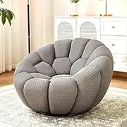 Bubble Lounge Chair, 39" Modern Velvet Accent Chair with Sculpted Bubbles, Ergonomic Reading Chair for Living Room, Plush Comfort Seating for Apartments, Grey Cloud-Like Sofa No Assembly Needed