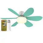 Ceiling Fan LED Lamp E27 Socket Fan Light Remote 42cm (Blue Crystal Shell) HOT