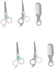 2 Sets Baby Hair Scissors Set Haircut Tools for Boys and Girls Thinning Scissors Safety Scissor Comb Flat Thinning Scissor Complete Haircut Kit Storage Box