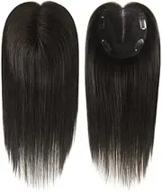 12 inch Human Hair Toppers for Women Real No Bangs 4 x 5.5 inch Base Topper for Womens with Thinning Hair Topper for Women(Natural black)