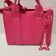 Betsey Johnson embossed evel tower Hot pink Box Satchel