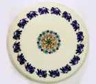 24" Marble Side Round Table Top Handmade Semi precious stones floral Art