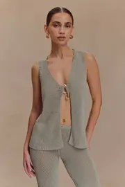 Malani Knit Top With Hardware - Sage