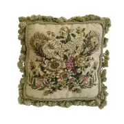 16" x 16" Feathers & Flowers Petit Point Pillow