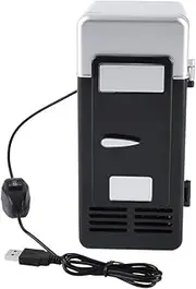 Mini USB Fridge, LED Mini USB Refrigerator USB Refrigerator Drinks Beverage Refrigerator and Heater, Mini Fridge for Car, Office and Home(Black)