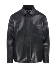 Zip-up overshirt in nappa lambskin IT50 black