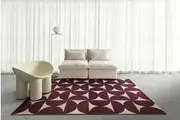 Hidcote Burgundy and Ivory Geometric Washable Rug