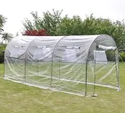 Portable Polytunnel Greenhouse, Walk-in Plant Greenhouse with Zippered for Tropical Plants, Flowers, Herbs, Vegetables, Easy to Assemble, 450 x 190 x 200 cm