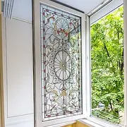 Static Cling Window Sticker,Stained Glass Double-Sided Printed Self-Adhesive Glass Decal, Non-Adhesive Window Cling Decor