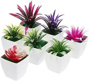 Totority 7 Pcs Decor Flower Pot Bonsai Fake Plants Miniature Simulated Potted Plant Small Fake Potted Plants Mini Faux Plants Artificial Potted Plant Mini Plants Props Succulents Plastic