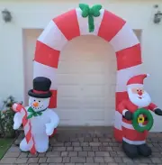 Outdoor 8 Feet Inflatable Santa & Snowman Arch Gate Decoration with LED Light