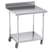 Soga 80cm Stainless Steel Bench with Backsplash & Wheels