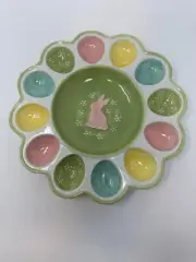 Pastel Ceramic Egg Plate from Magenta, Deviled Egg Plate,Spring Plate , 11", NEW