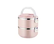 800/1600/2400ML Large Capacity Bento Boxes Leak-Proof Stainless Steel Household Insulated Lunchboxes for Picnic Pink 2 Layers