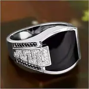 [DUUDAH] Personalised Men's Rings,Novelty Rings,Gold Colors Hip Hop Ring for Men Punk Style Inlaid Zircon Party Punk Motor Biker Rings Fashion Gift Crystal Ring (Main Stone Color : Gold, Ring Size : 13) (Colo