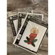 Iron on Applique Card Making Craft Kit Lot of 3 Christmas Candle NeedleMagic