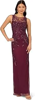 [Adrianna Papell] Women's Beaded Column Long Dress