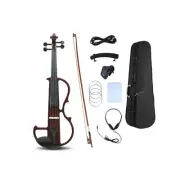 Electric violin 4/4 full size Silent Electric Violin Solid Wood body Ebony Fi...