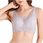 [XWSM] Pockets Bra Everyday Post Surgical Mastectomy Bra With Breast Prosthesis Pockets Women Cotton Wireless Full Bralette (Color : Gray, Size : XXXL/XXX-Large)