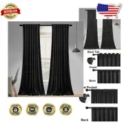 Elegant Black Velvet Curtains 84 in Long, 2 Panels – Insulated & Light Filtering