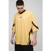 Mens Yellow Oversized Longline V Neck Mesh Hockey Top