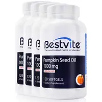 在飛比找ETMall東森購物網優惠-【美國BestVite】天然南瓜籽油膠囊4瓶組 (120顆*