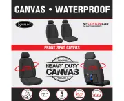 Nissan Navara D23 NP300 Single Cab 2015-On TRADIES Front Grey Canvas Seat Covers