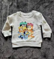NWT Toddler CHRISTMAS Bluey Family Fleece Pullover Sweatshirt Heather Gray, 12m