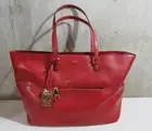 Lauren Ralph Lauren Whitby Leather Pocket Tote Purse Handbag Fall Red NWT