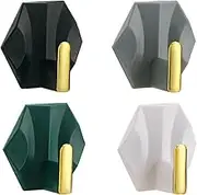 4Pcs Adhesive Hooks for Hanging, Small Sticky Hook Without Punching, Wall Door Hooks, Plastic Sticky Hanging Hook for Home Kitchen Bathroom Office. (Mixed Colors)