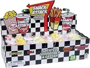 Geddes Raymond Snack Attack Scented Pencil Sharpener and Assortment Pencil Eraser (Pack of 24)