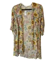 Maurices Open Duster Cardigan Topper Jacket Women XXL 2XL Sunflowers W8