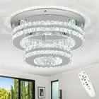 11.8 Inch Dimmable Crystal Chandelier Flush Mount LED Crystal Ceiling Light 2...