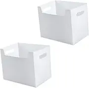 TEMPNAP 2Pcs Book Storage Boxes Organizers for Desktop Decor White Thicker Design for Books Documents Magazines for Home Office Storage