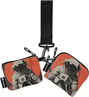 [XYMZR] Mini Zip Around Wristlet keychain Wallet Astronaut Coffee Moon for Women Personalized Pattern Detachable Dual Pouch Wristlet Portable Wallet Phone Coin Purse, Multi-colored, One Size