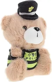 Abaodam Stylish Police Bear Pendant Plush Keychain Doll Toy Pendant Versatile Accessory for Bags